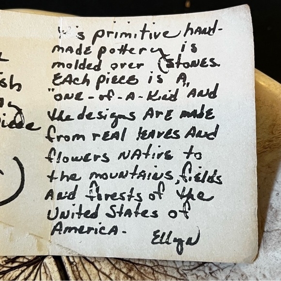 Studio Art Pottery Leaves Earthtone Soap Candy Dish Spoon Rest Ash Tray Accent - Picture 9 of 9